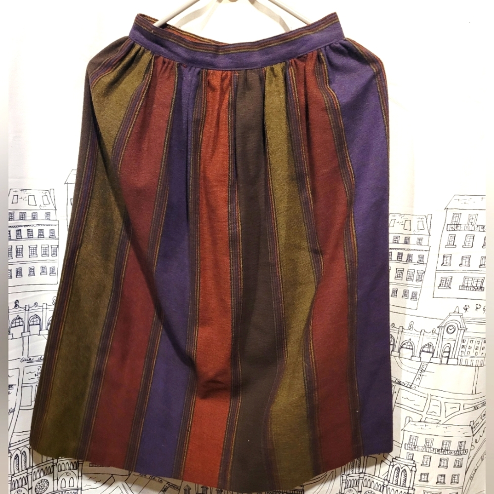 Gently Loved Vintage Fall Color Striped Skirt 24-25 in. Waist